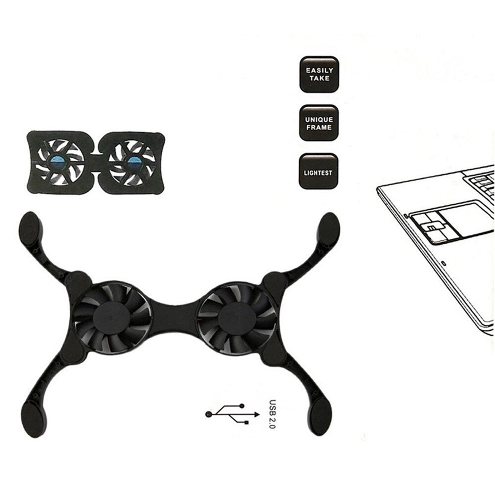 Enfriador de portátil USB plegable Universal, silencioso, antideslizante.