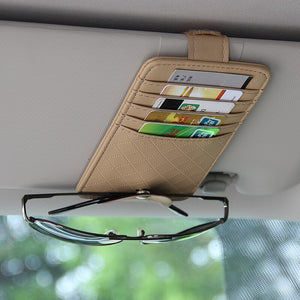 Organizador de coche, tarjetero, soporte para gafas.
