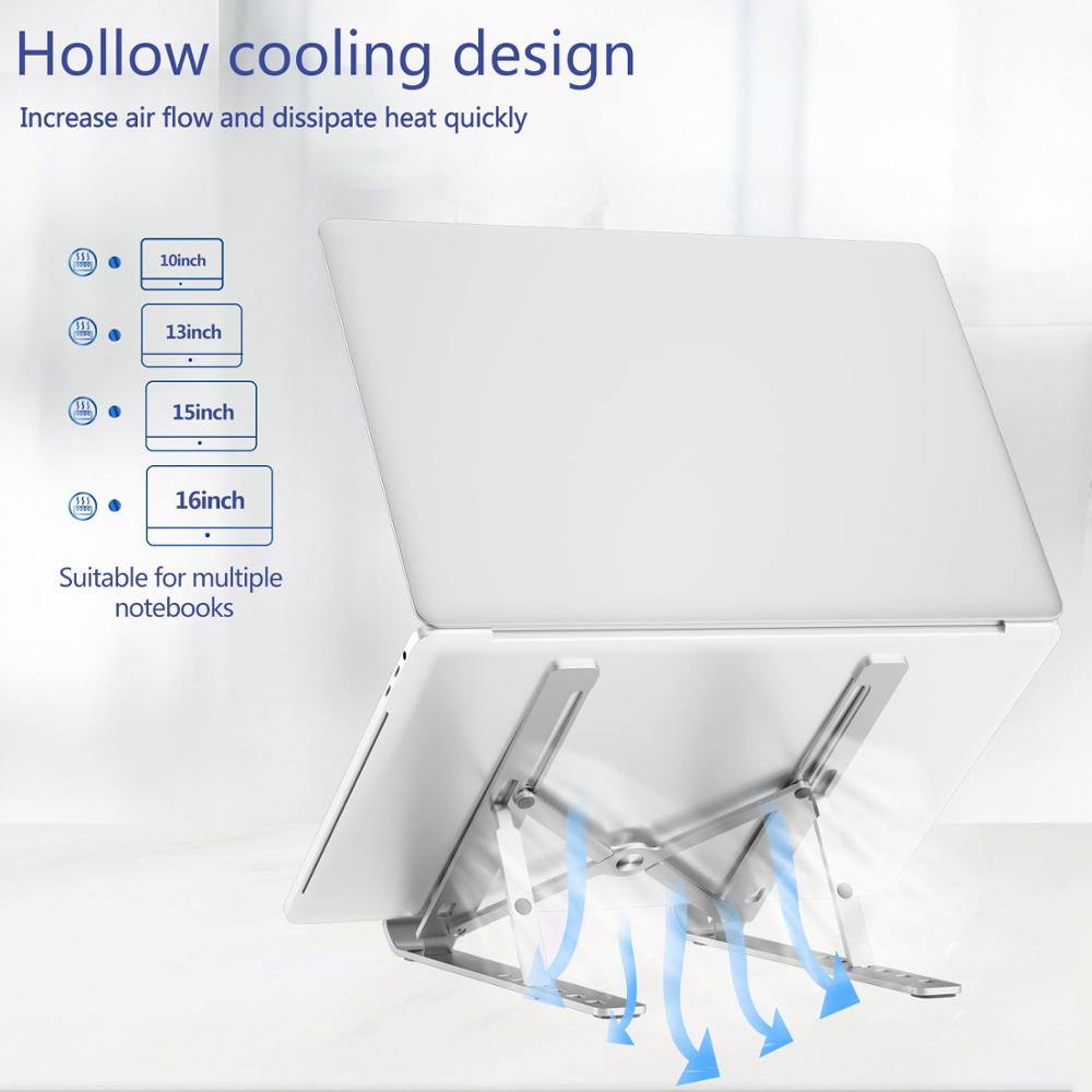Soporte plegable y ajustable de aluminio para portátil