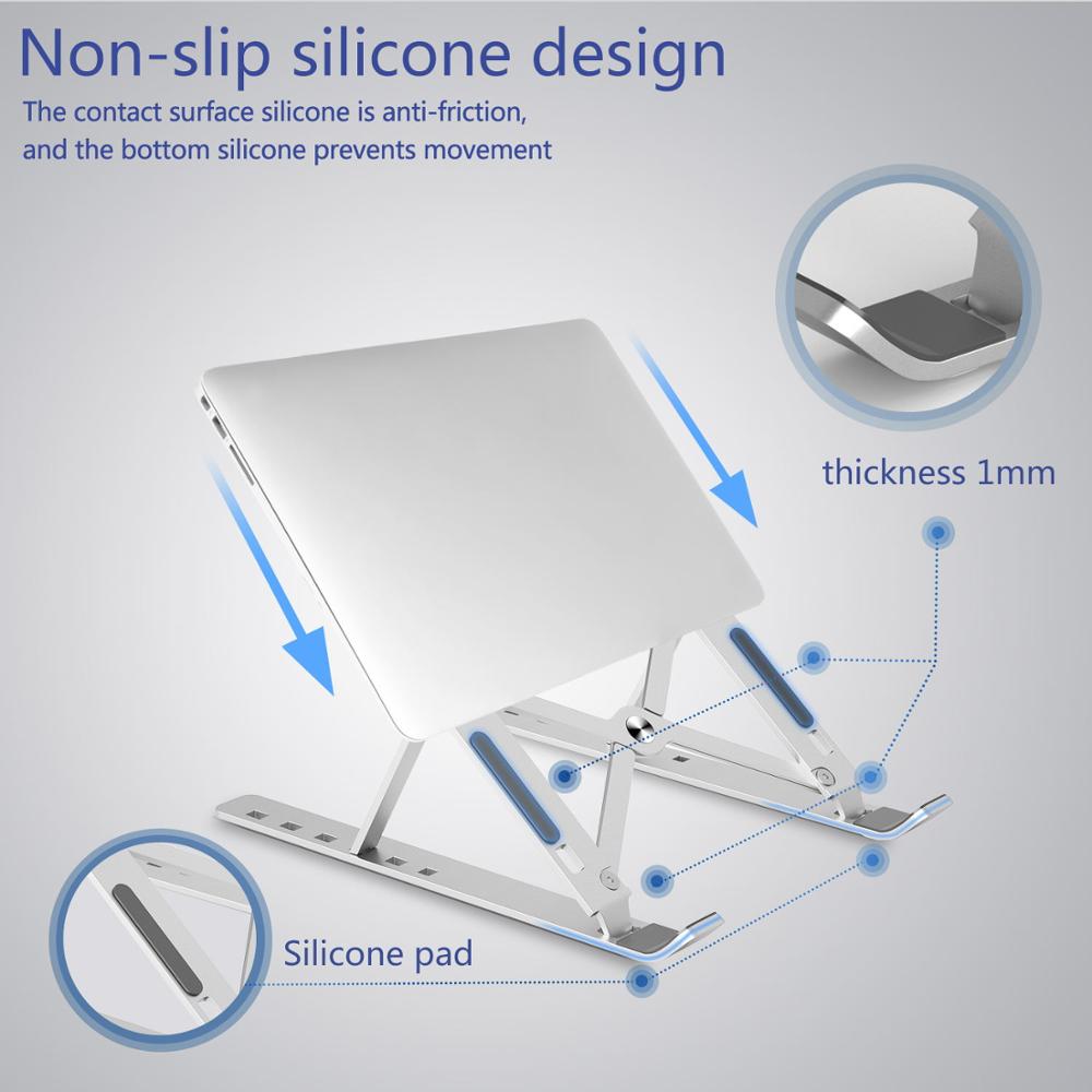 Soporte plegable y ajustable de aluminio para portátil