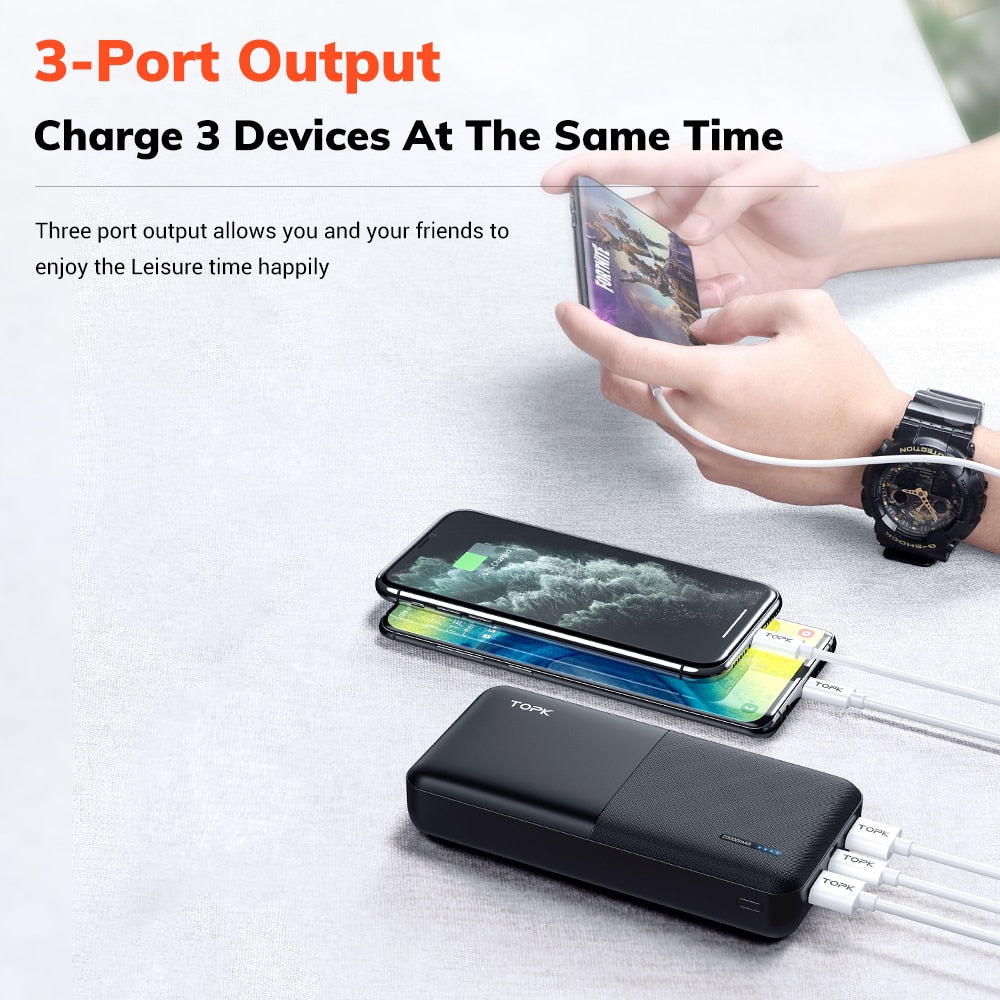 TOPK cargador portátil de 20000mAh, Cargador USB 3,0.