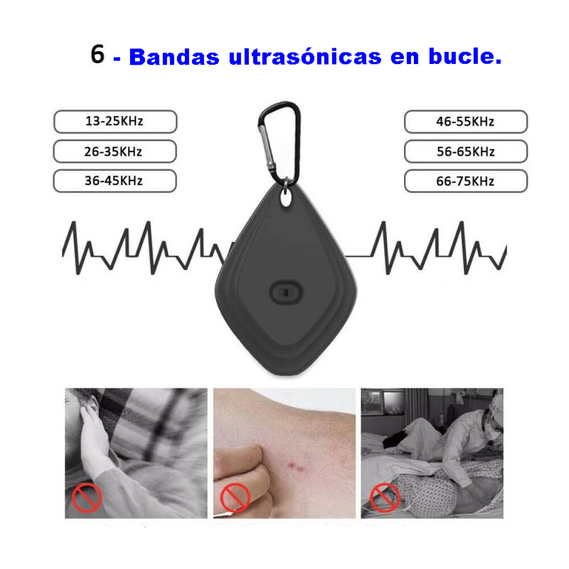 Repelente electrónico ultrasónico de insectos portátil.